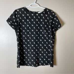 Nine West Llama Print Blouse Size Medium